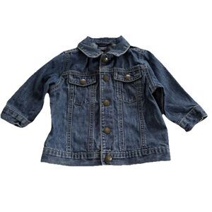 Baby OshKosh B'gosh Blue Demin Jean Jacket Size 12M Snaps Pockets EUC